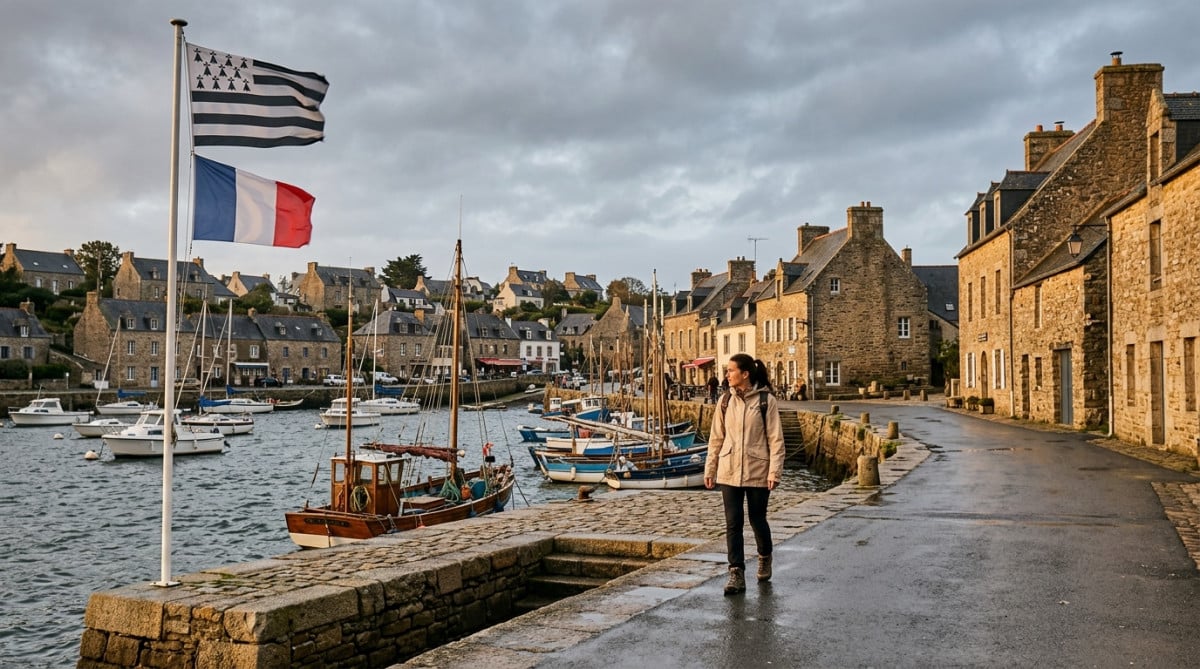 Port breton sous un ciel gris et frais