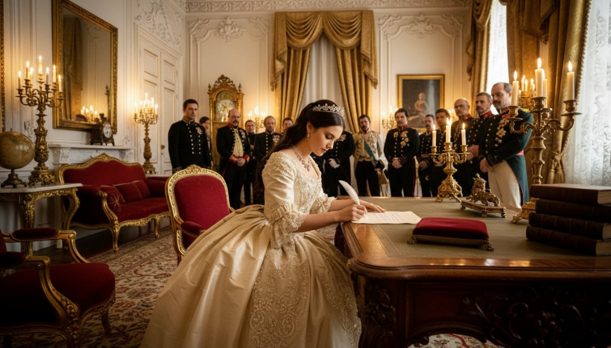Princesse Isabelle signant l'abolition de l'esclavage au Brésil en 1888