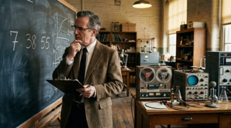 Professeur de psychologie dans un laboratoire universitaire années 1960