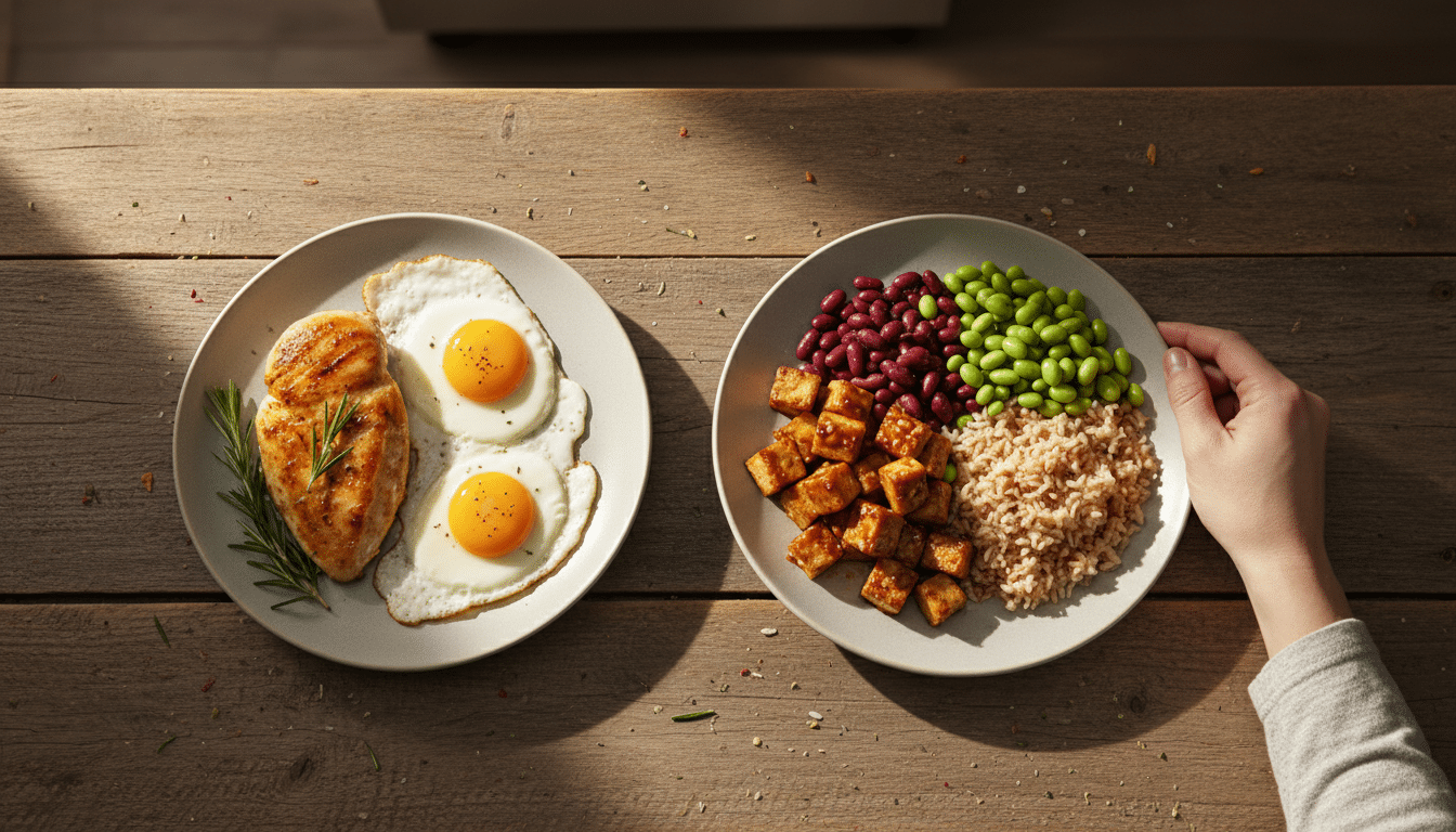 Comparaison assiette protéines animales et végétales