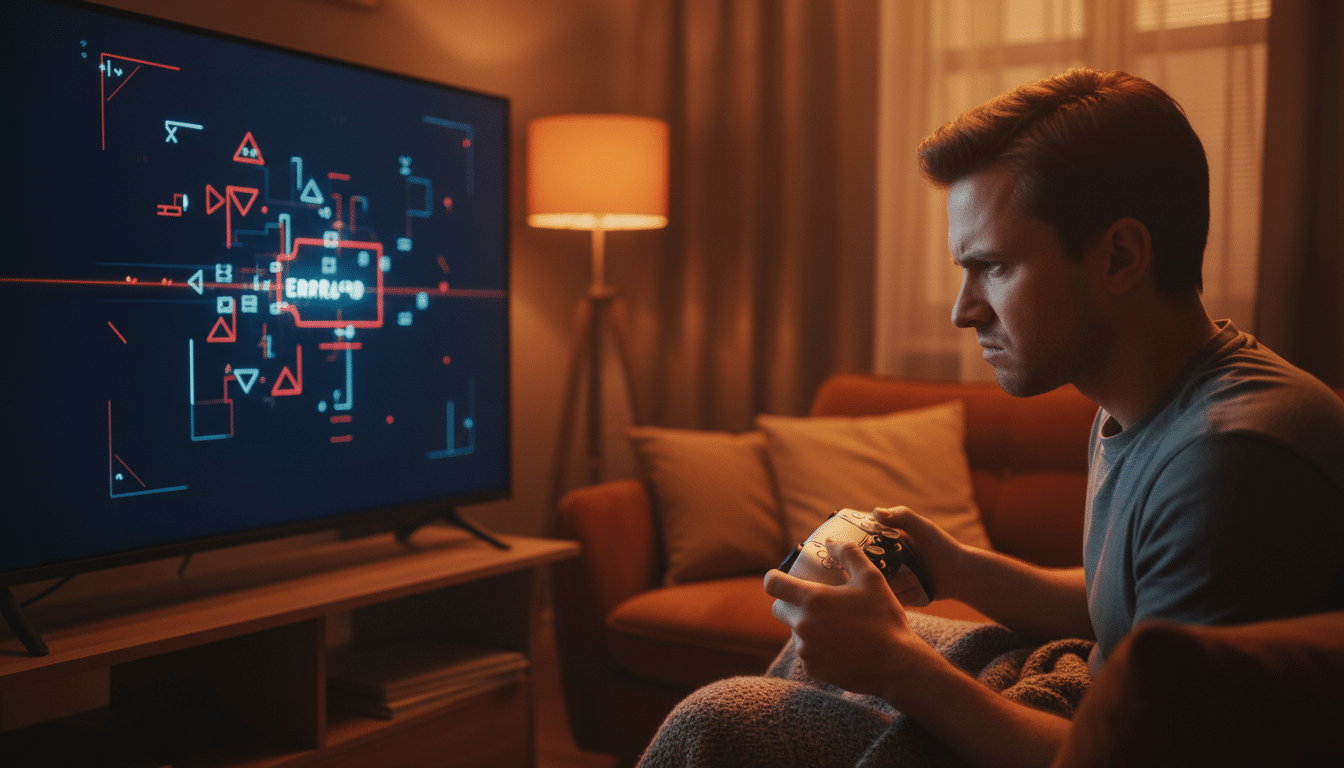 Joueur frustré devant un message d'erreur PS5