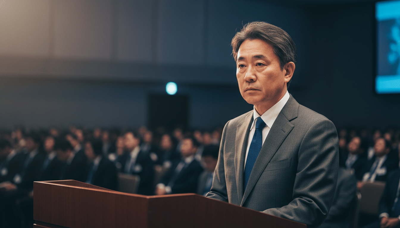 Hiroki Totoki PDG de Sony lors d'une conférence