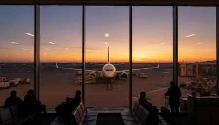 Avion Ryanair sur le tarmac à l'aube