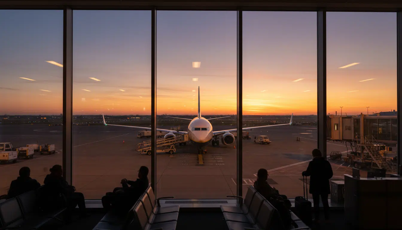 Avion Ryanair sur le tarmac à l'aube
