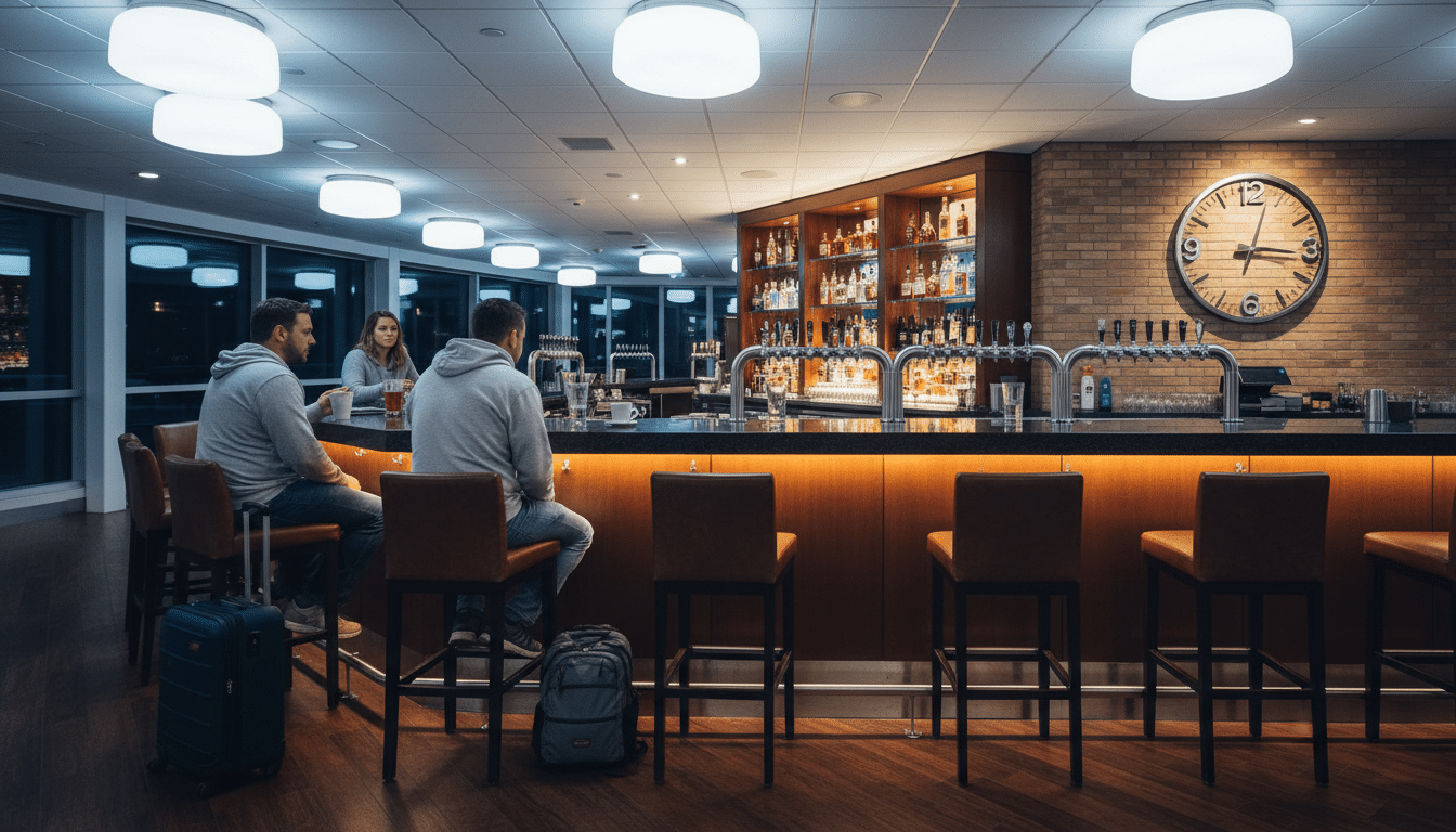 Bar d'aéroport ouvert tôt le matin