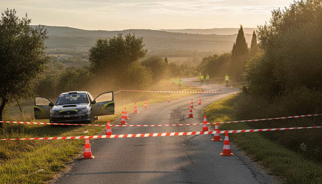 Spéciale de rallye neutralisée avec barrières de sécurité