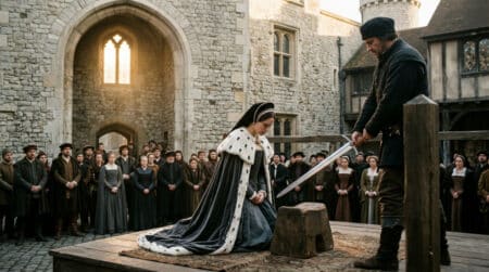 Reconstitution de l'exécution d'Anne Boleyn à la Tour de Londres en 1536