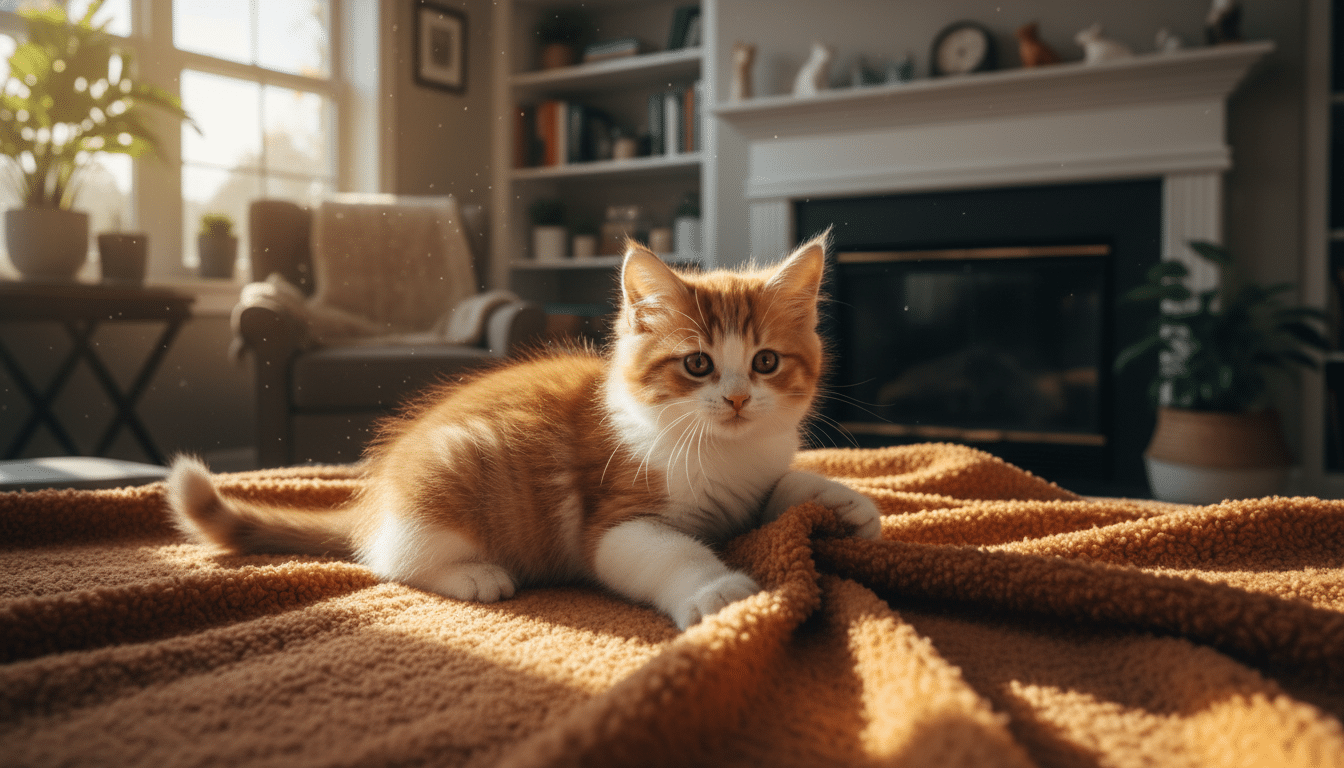 Elmer le chaton guéri joue dans son nouveau foyer