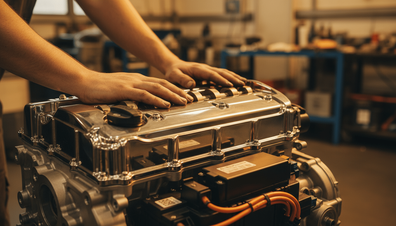 Moteur V6 turbo hybride Horse W30 en atelier