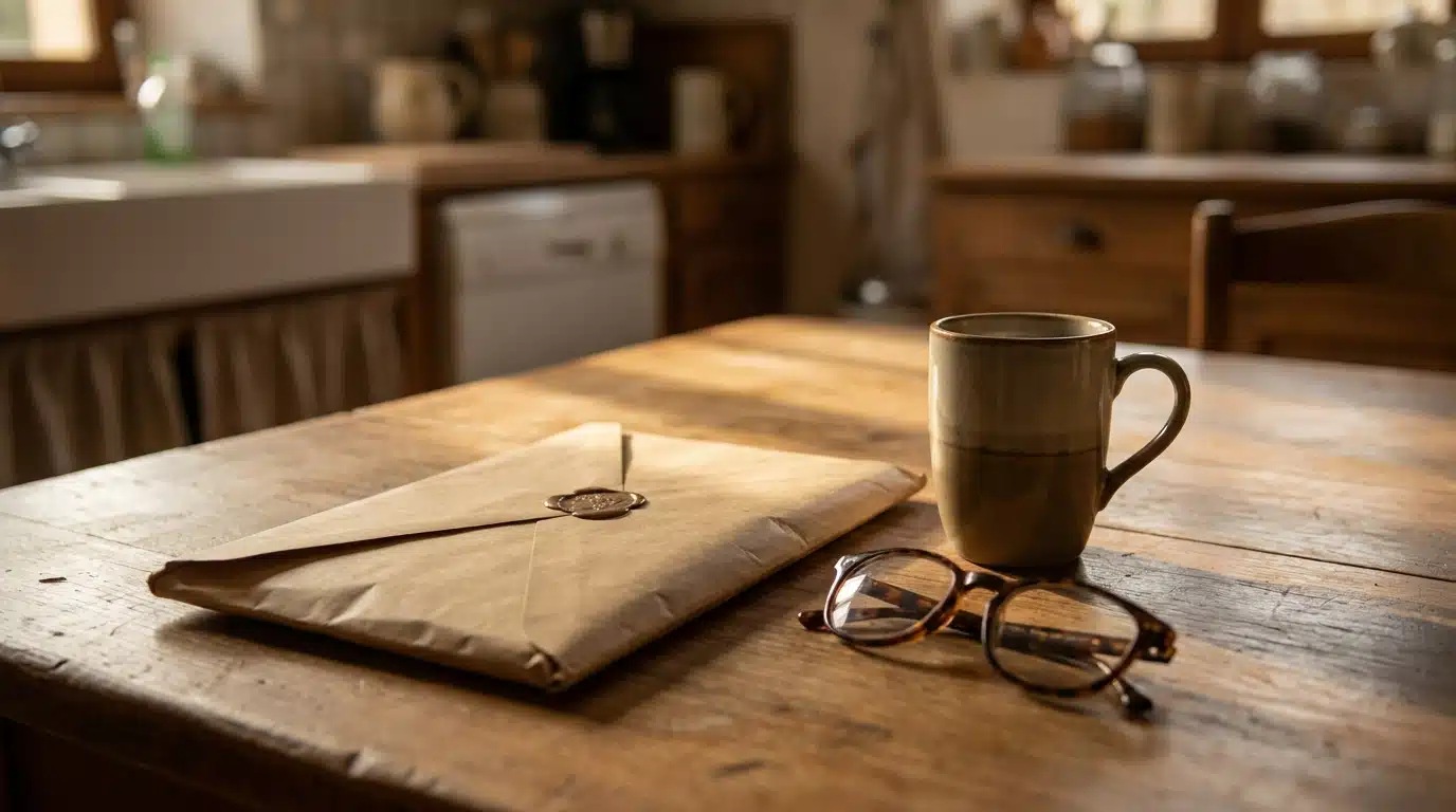 Lettre officielle de justice posée sur une table en bois