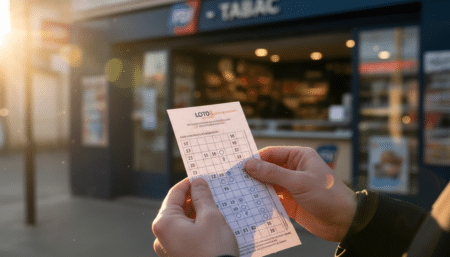 Main tenant un ticket de Loto FDJ