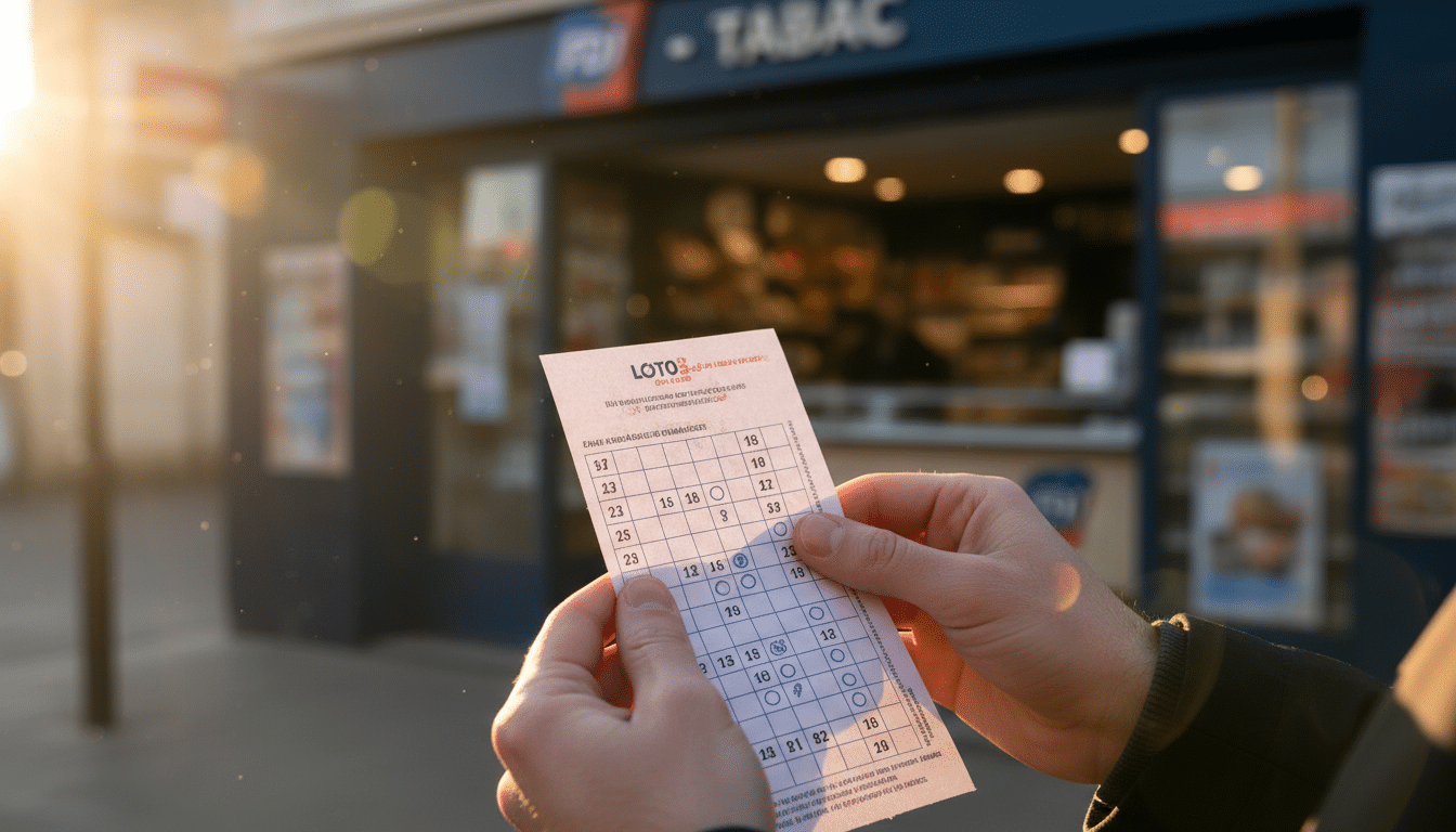 Main tenant un ticket de Loto FDJ