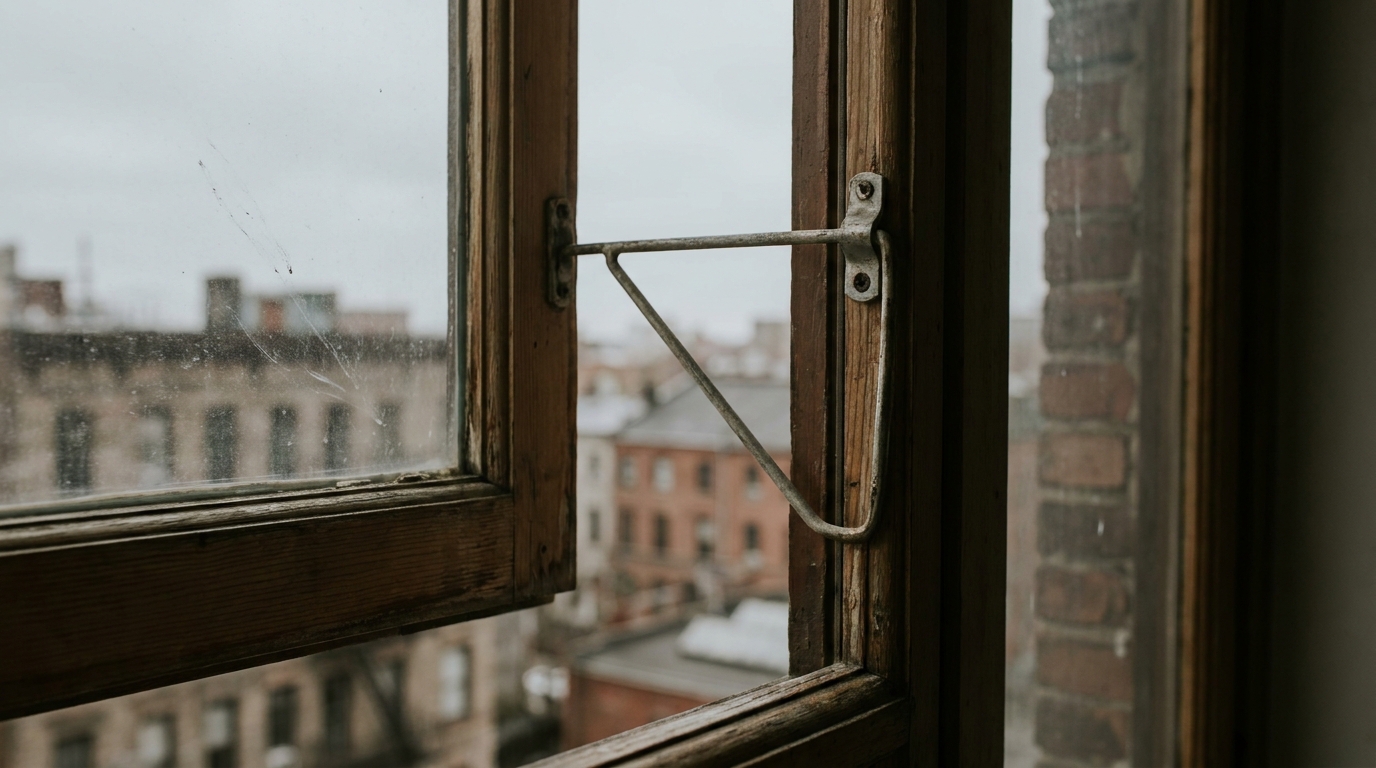 Fenêtre d'appartement sans filet de protection installé