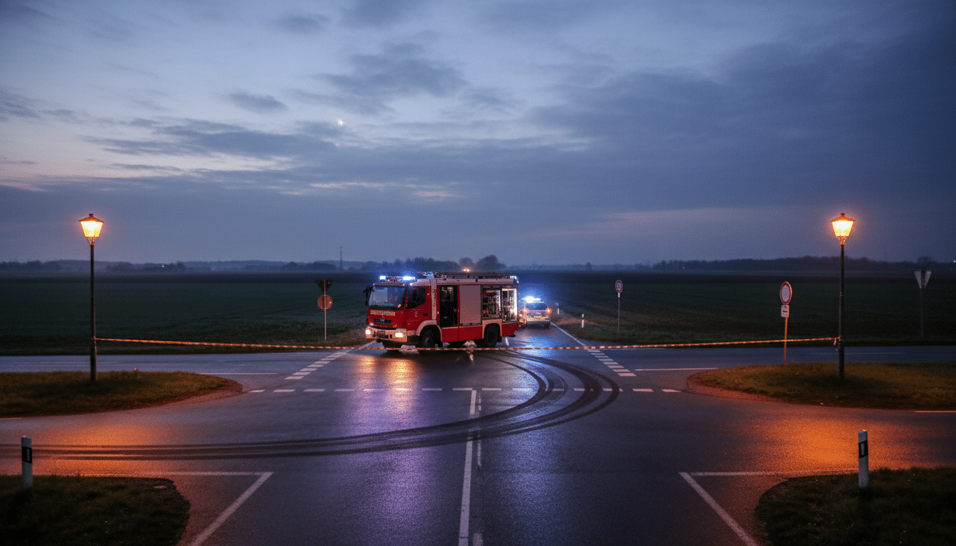 Route allemande barrée après un accident nocturne