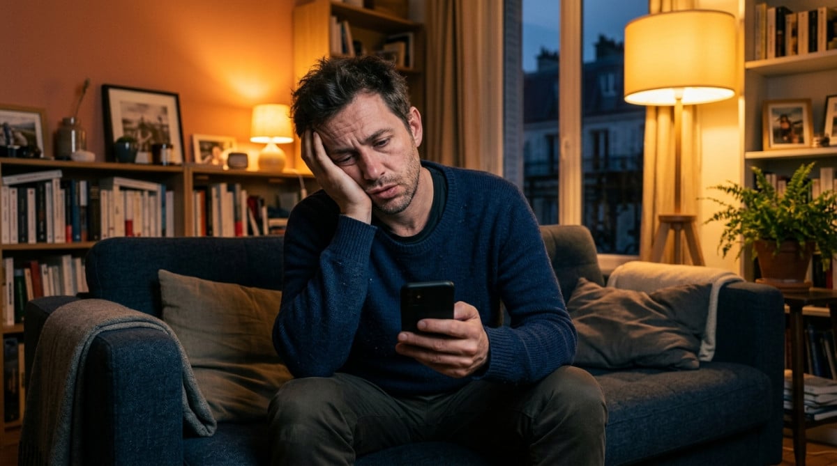 Salarié fatigué consultant des mails professionnels le soir