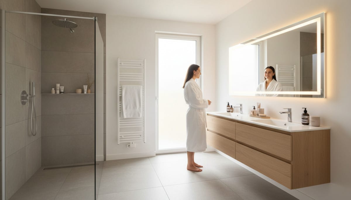 Salle de bains moderne française en 2026 avec douche à l'italienne