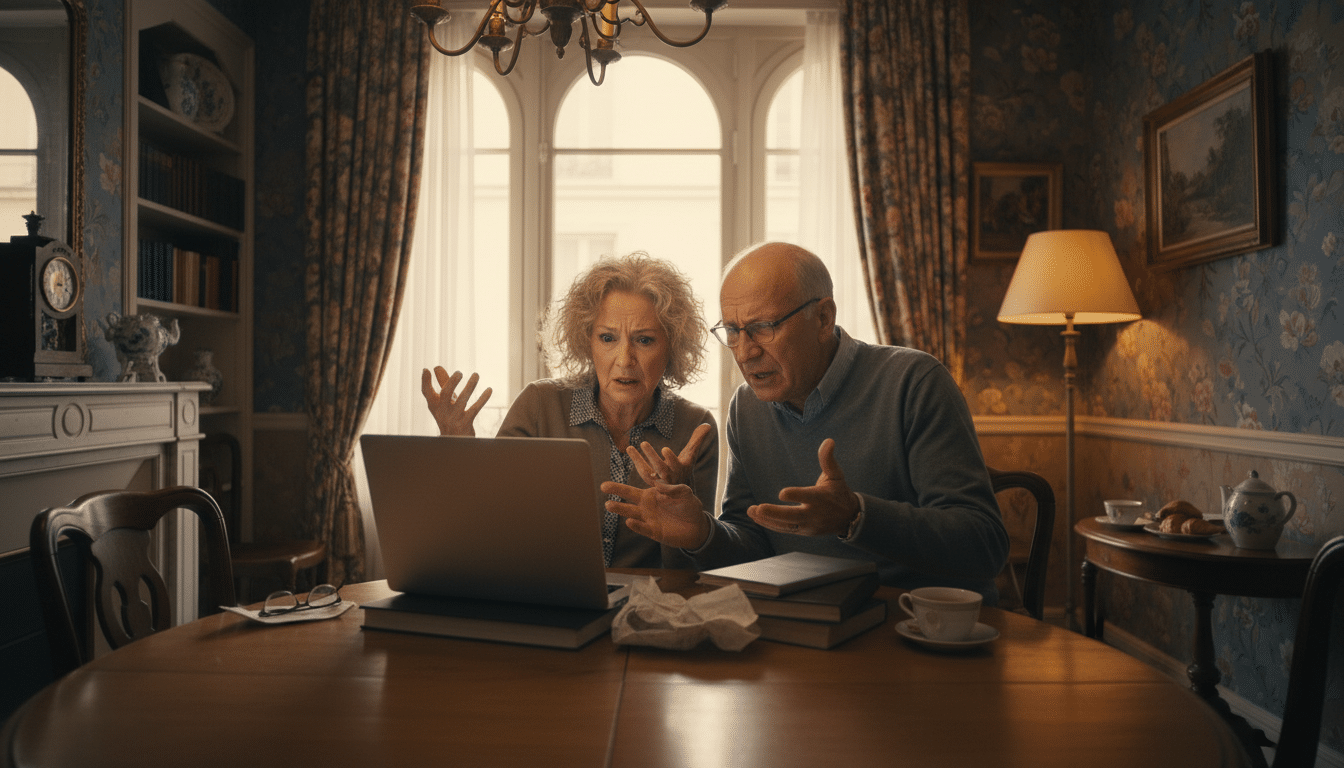 Couple de retraités devant un ordinateur portable