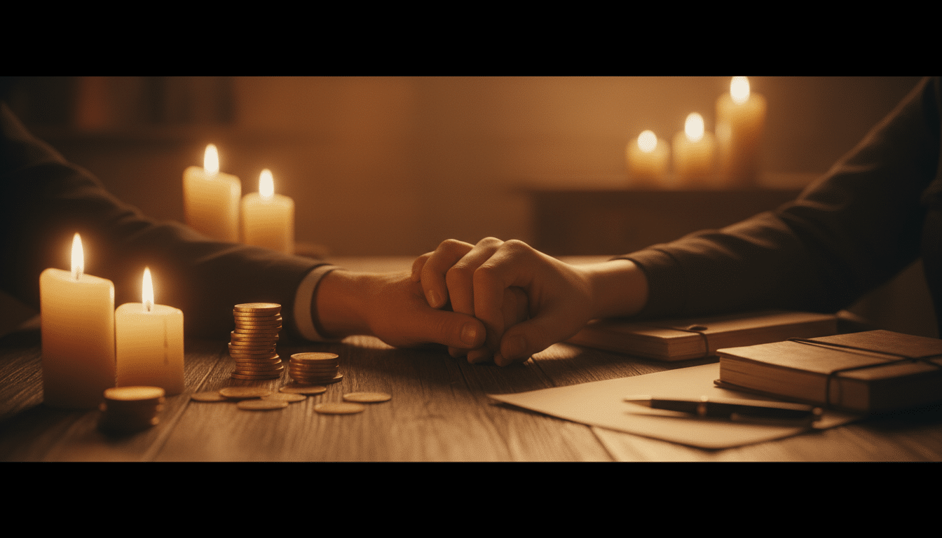 Deux mains jointes sur une table lors d'une discussion intime