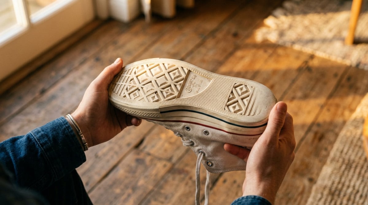 Semelle lisse d'une Converse All Star retournée