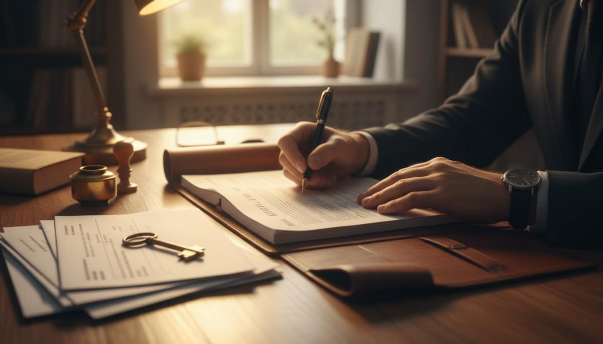 Signature de documents chez un notaire pour achat immobilier