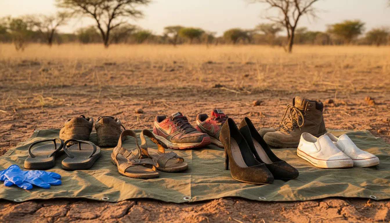 Six paires de chaussures retrouvées dans l'estomac du crocodile
