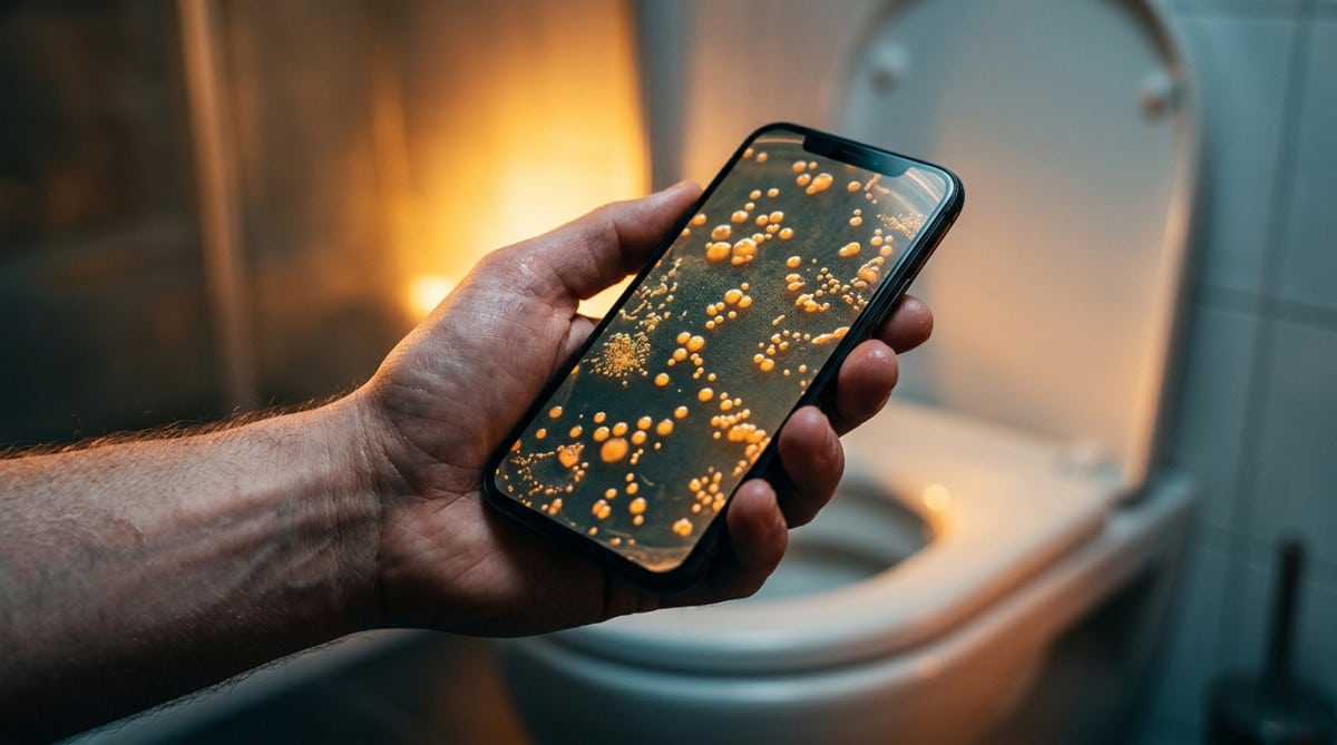 Smartphone contaminé par des bactéries aux toilettes