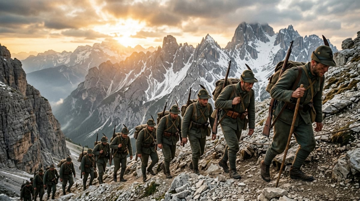 Soldats italiens dans les Dolomites pendant la Première Guerre mondiale