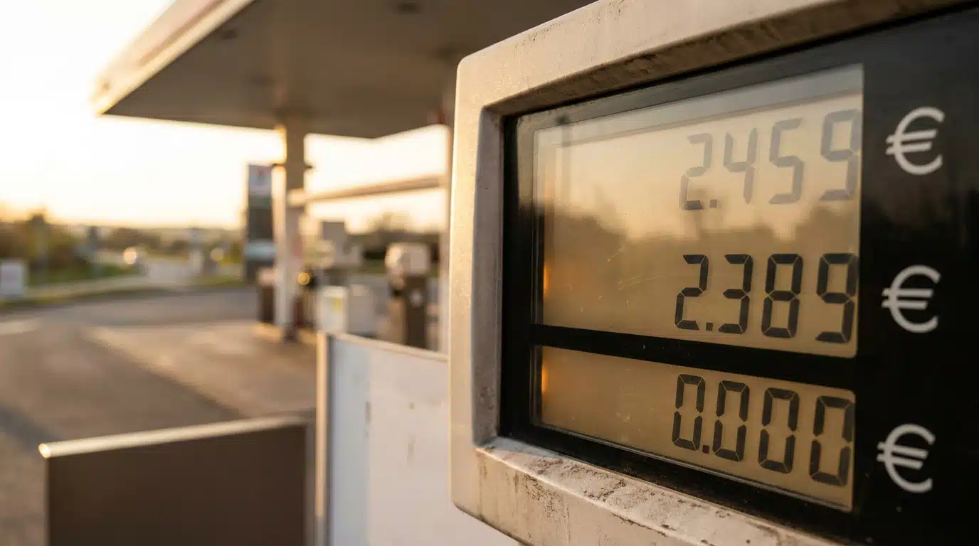 Écran de pompe à essence affichant un prix élevé