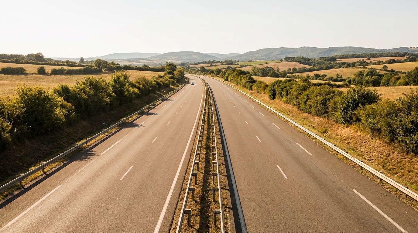 Autoroute française presque vide en plein jour