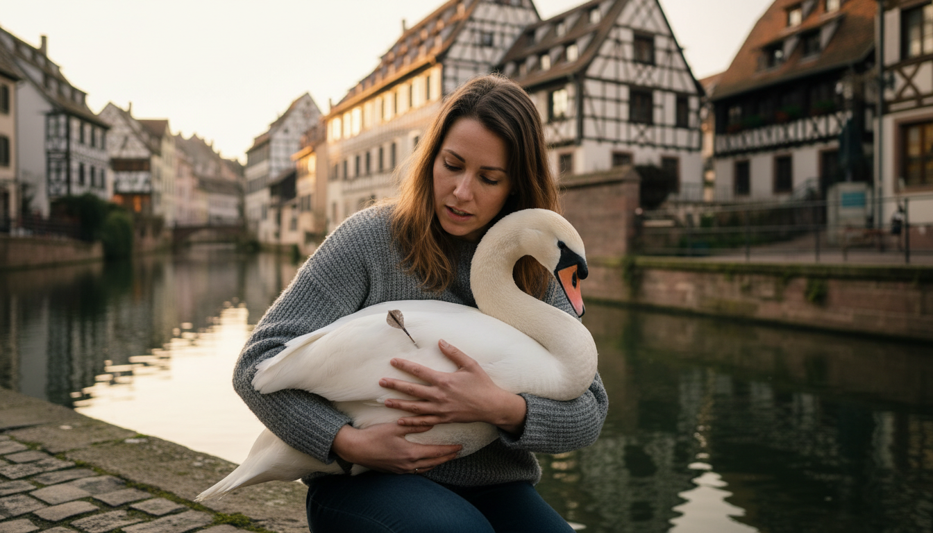 Cygne blessé par une flèche secouru à Strasbourg