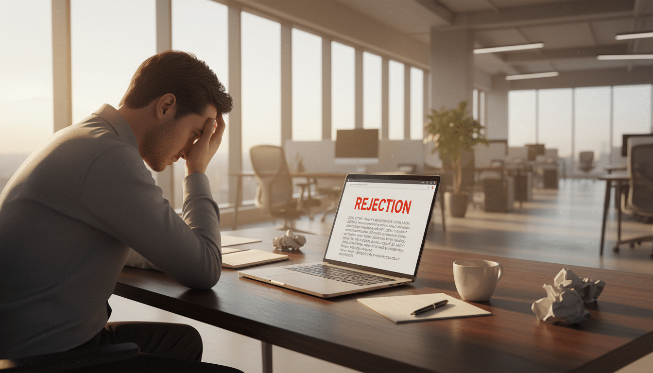 Personne frustrée devant un refus au bureau
