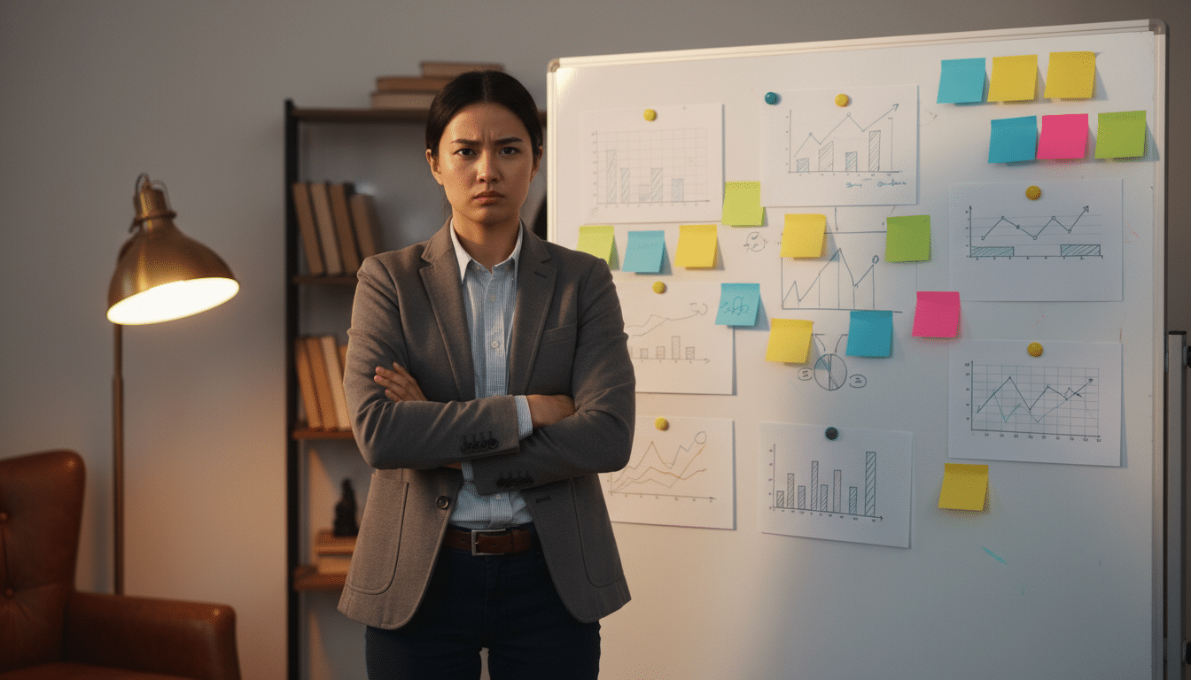 Employé déterminé devant un tableau de travail