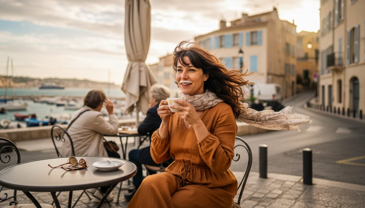 Terrasse ventée mais sèche à Marseille en mai