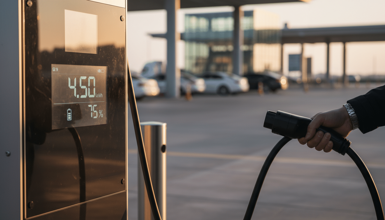 Écran de tarification sur une borne de recharge électrique