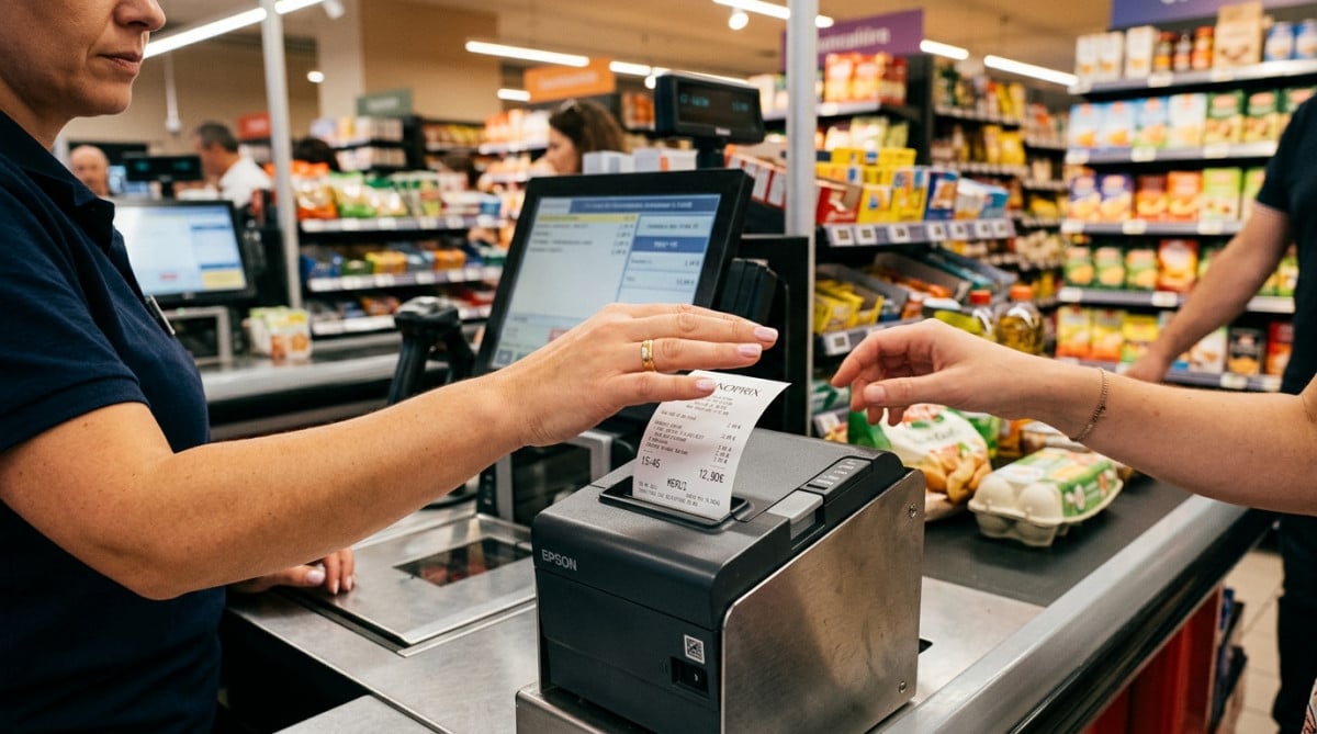 Ticket de caisse imprimé en supermarché