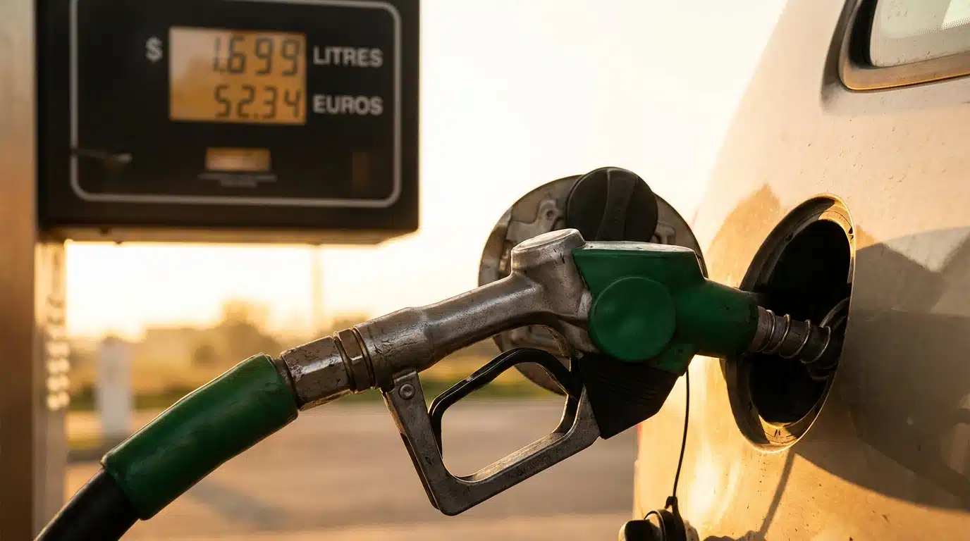 Pistolet de pompe à essence inséré dans un réservoir de voiture