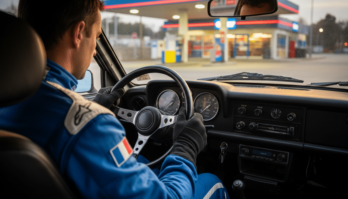 Automobiliste regardant sa jauge d'essence presque vide