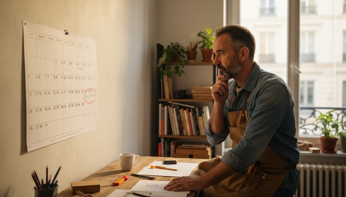 Travailleur regarde calendrier jour férié