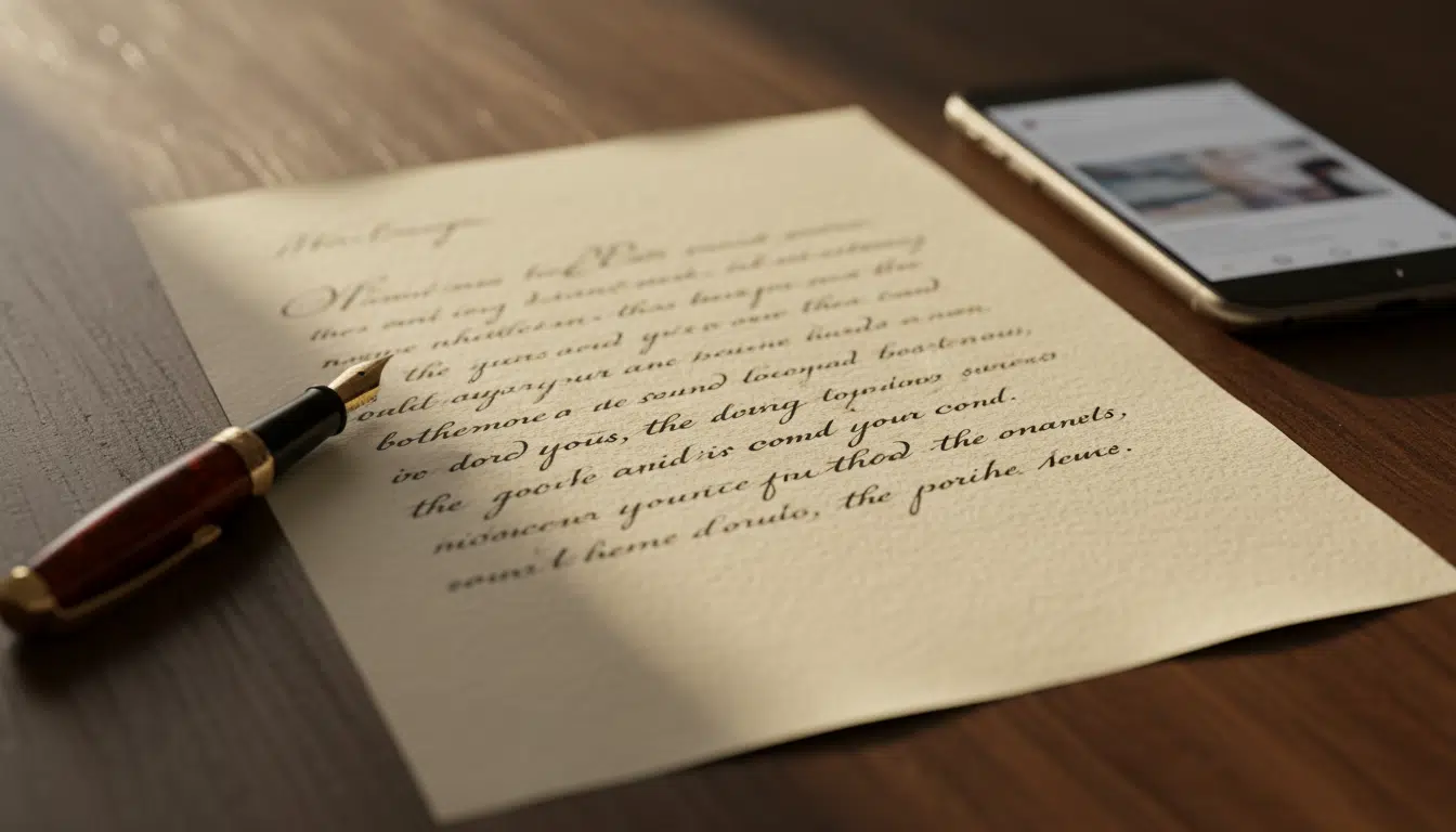 Lettre ouverte manuscrite symbolisant le message de Pascale Louange adressé à Coline Berry sur Instagram