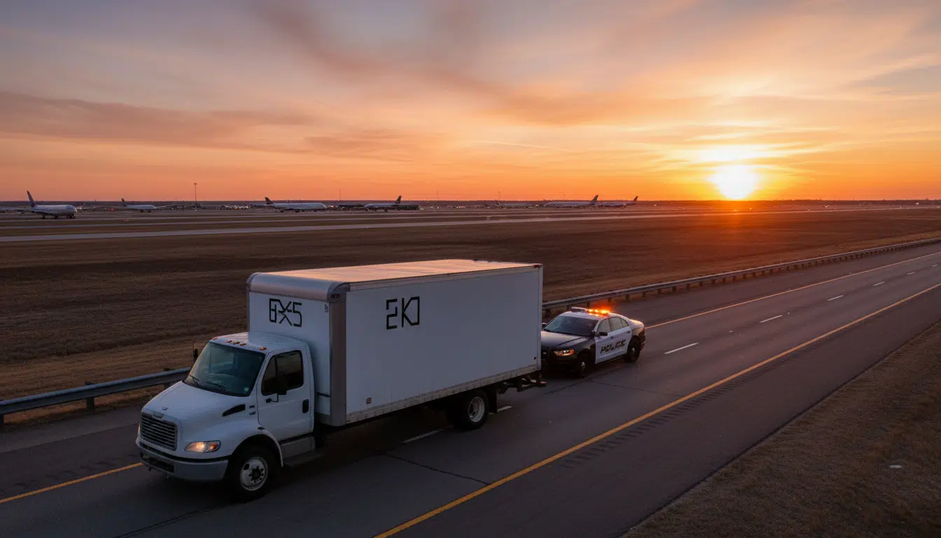 Camion de livraison endommagé sur l'autoroute du New Jersey