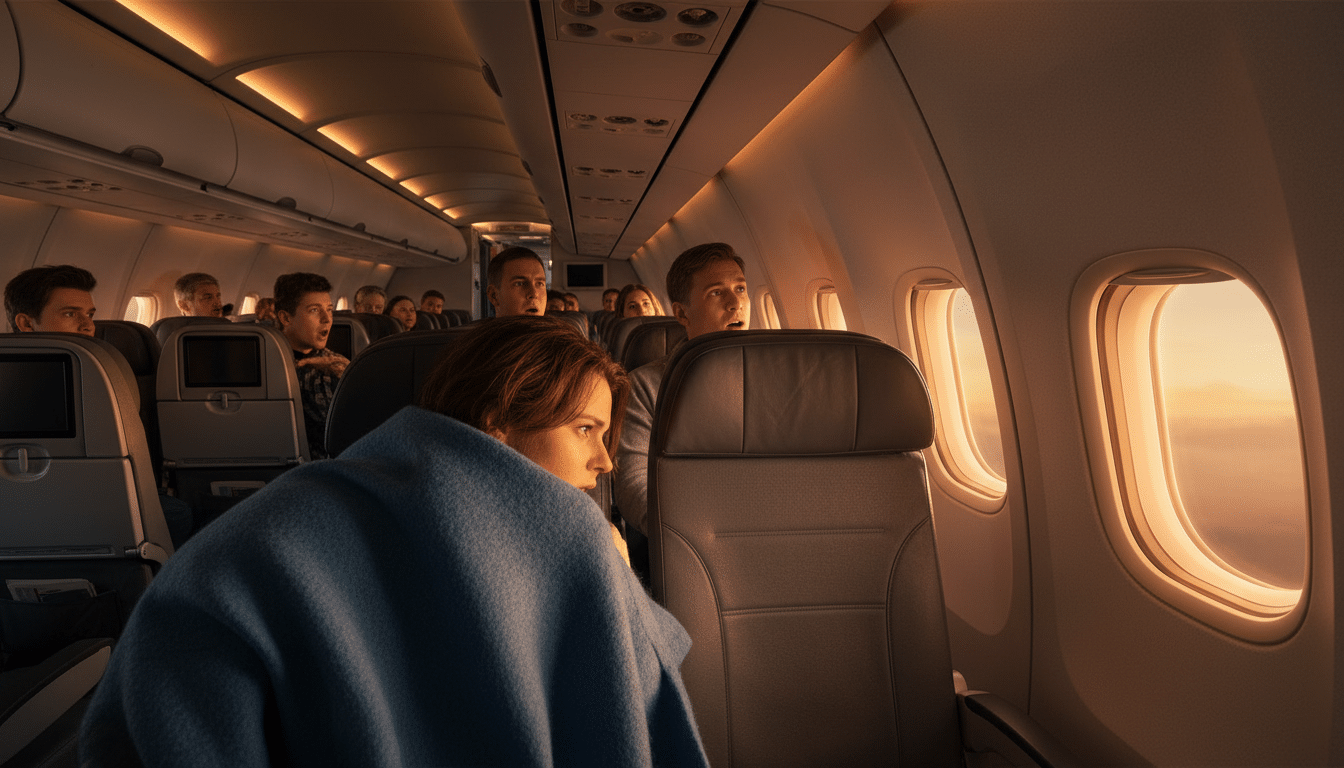 Intérieur de cabine d'avion avec sièges rangée F
