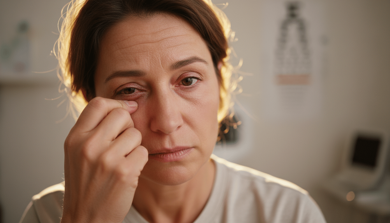 Personne se frottant un œil irrité et rouge