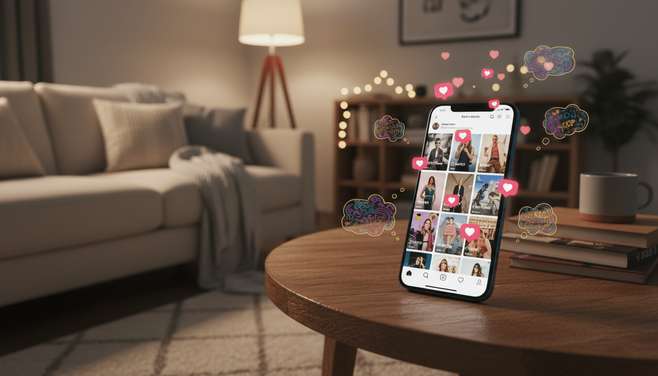 Jeune femme découvrant des révélations sur Instagram