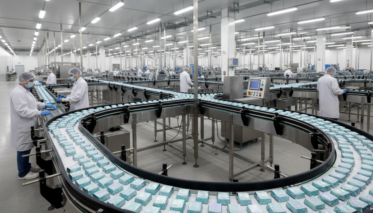 Usine agroalimentaire produisant des bouillons cubes en masse