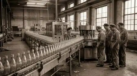 Usine d'embouteillage Coca-Cola en Allemagne dans les années 1940