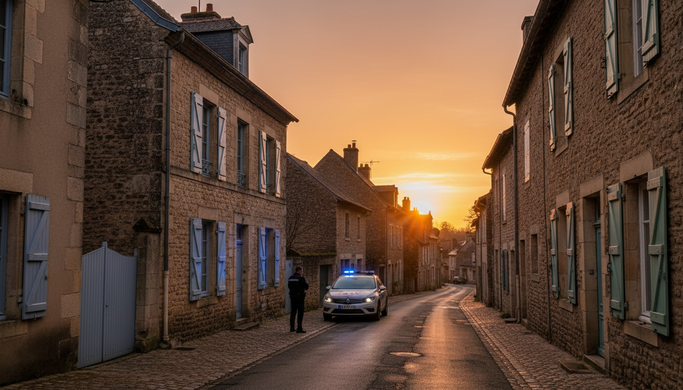 Voiture de police devant une maison à Villiers-en-Arthies
