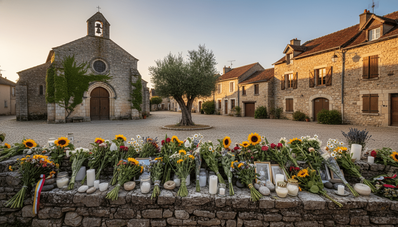 Mémorial fleuri dans un petit village rural français