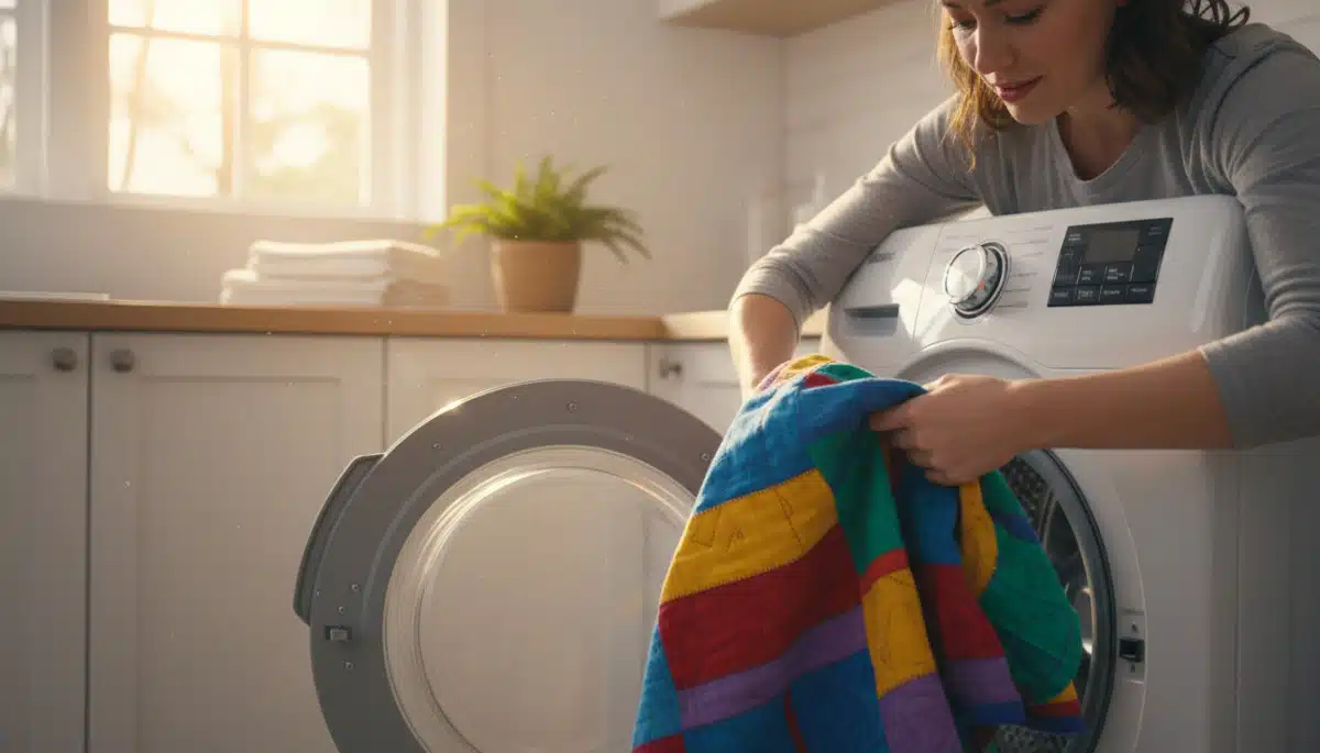 Vêtement neuf mis dans une machine à laver