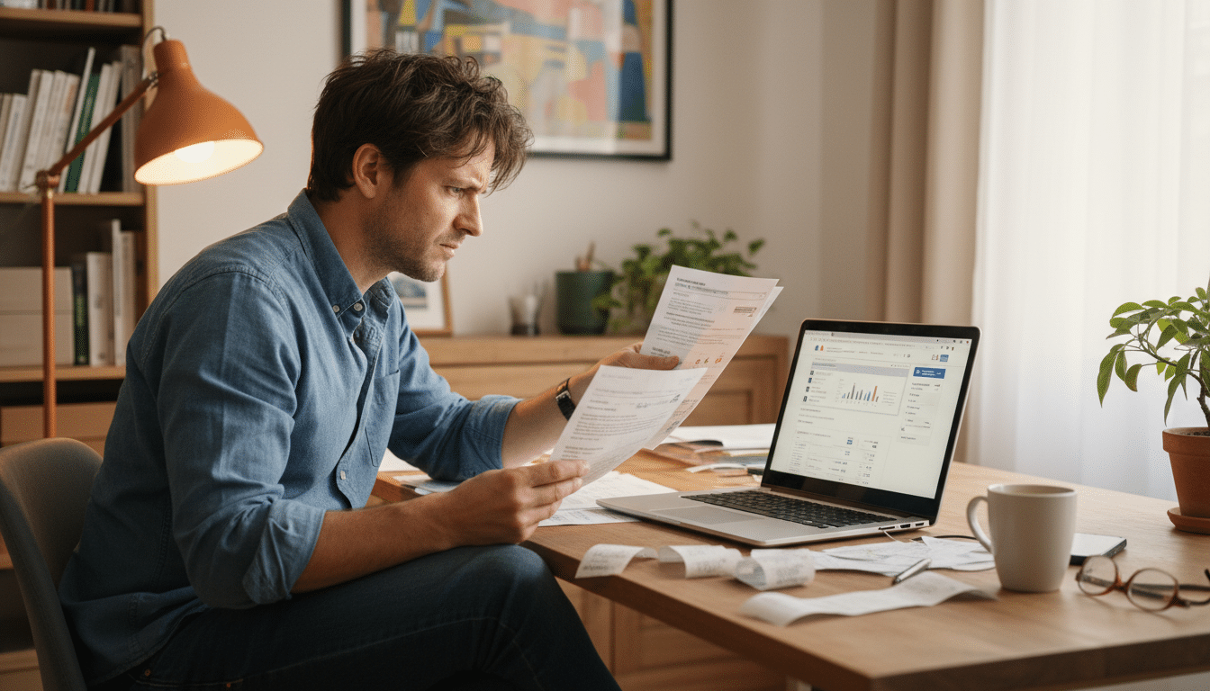 Personne remplissant sa déclaration d'impôts en ligne