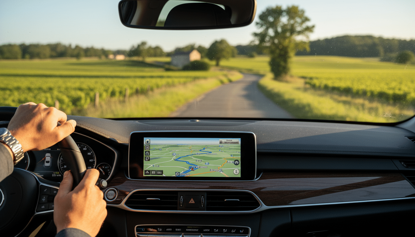 Tableau de bord avec GPS d'une voiture radar DEXTER